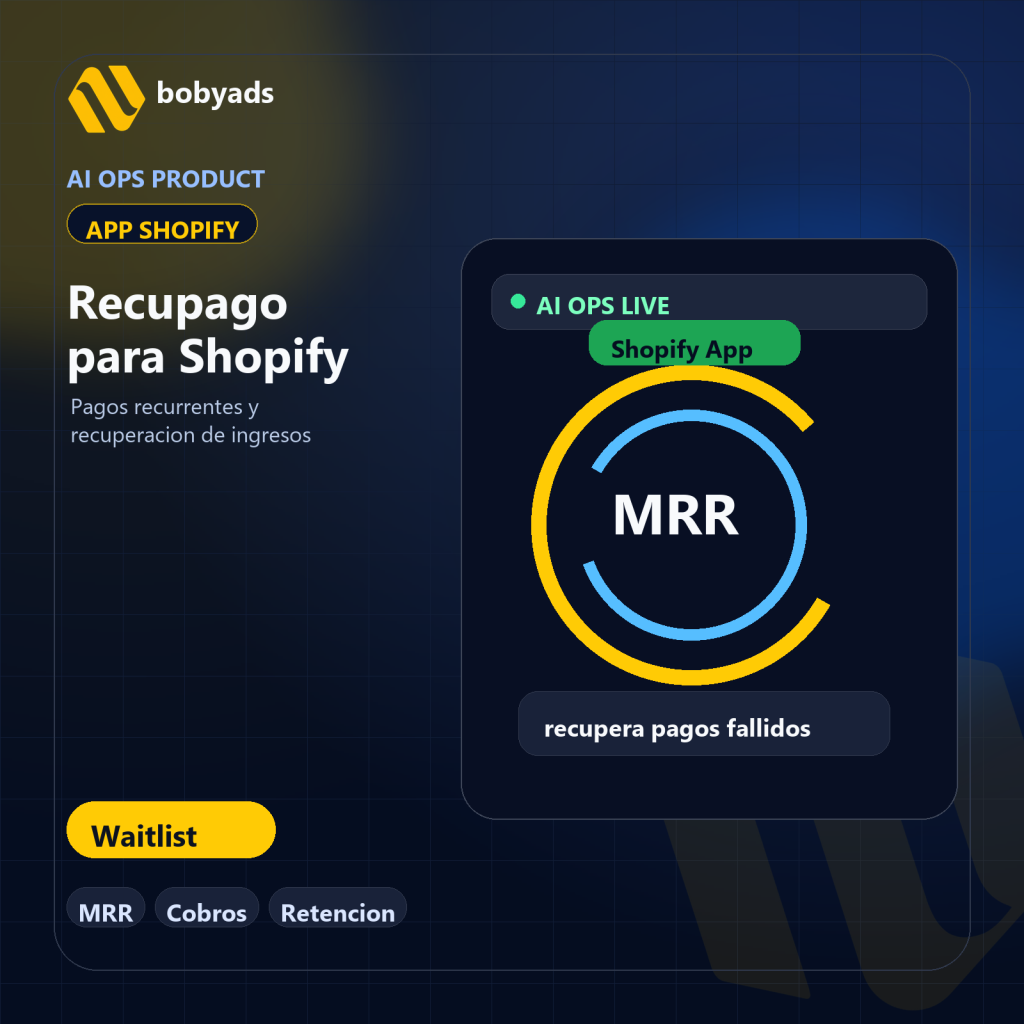 Imagen de producto BOBYADS para Recupago para Shopify Waitlist